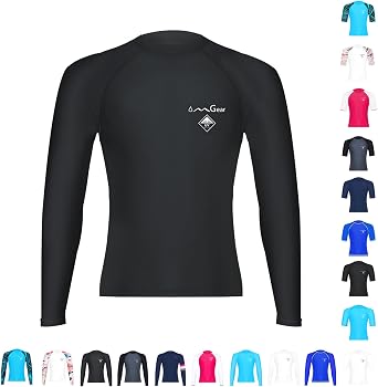OMGear Rash Guard for Men Women Spandex Multi-Colors Long/Short Sleeve Swimsuit UPF 50+ BJJ MMA Compression Shirt Surf Suit
