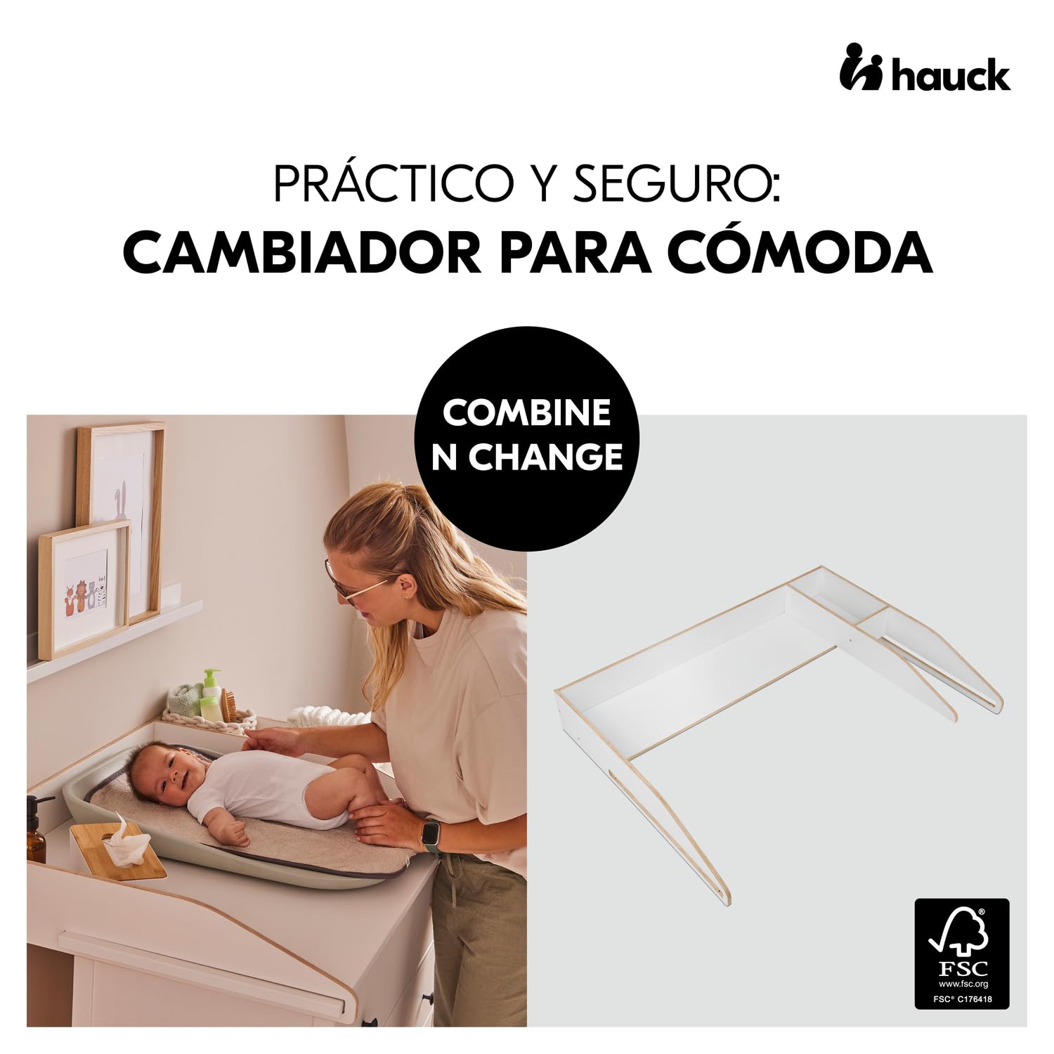 hauck Cambiador para Cómodas 104 x 78 x 15 cm, Combine N Change White
