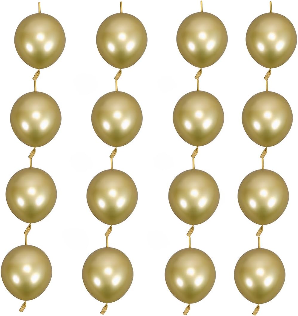 100 Pcs Metallic Link Balloon， 6 Inch Quick Link Latex Balloon，for Wedding, Birthday, Bridal Shower, Halloween, Christmas, Party Festival Decorations (Gold, 6 inch)