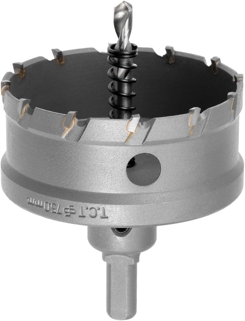 Sourcingmap Carbide Hole Saw Drill Bit, 75mm Hole Cutter for Stainless Steel Alloy Cast Iron Copper Metal Sheet, with Limit Step