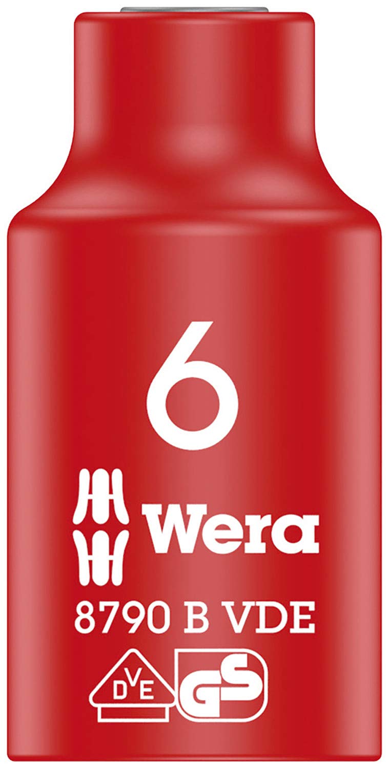 Wera 8790 B Zyklop Vde 3/8 Drive Socket, 6 x 46 mm, 05004950001, Red and Yellow, 6