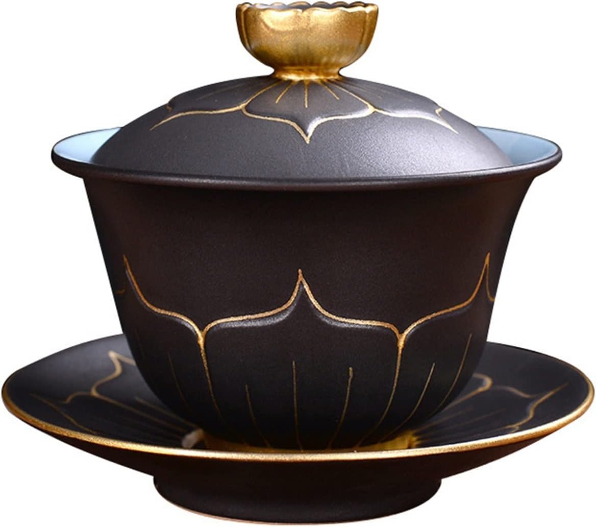 Chinese Sancai Covered Bowl Single Handmade Retro Tea Set Cup