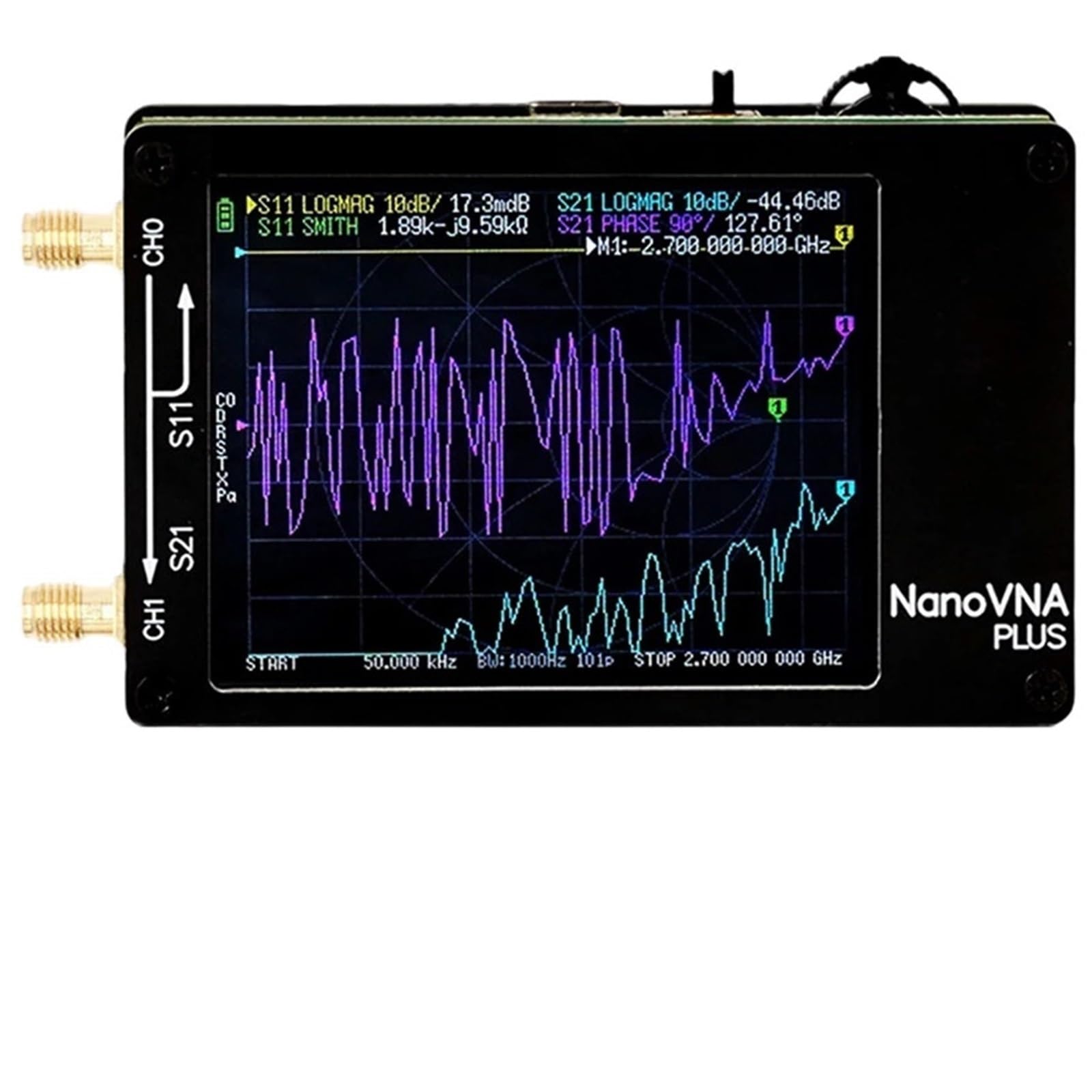 Analizzatore di rete, Analizzatore di spettro MF VHF UHF 50Khz-2.7Ghz Strumento misurazione a riflessione a rete test 'antenna,per la diagnostica dei cavi di rete