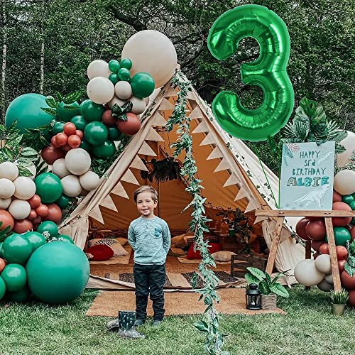 Image of TONIFUL 40 Inch Dark Green Large Numbers Balloon 0-9 Birthday Party Decorations,Foil Mylar Big Number 3 Balloon Digital 3 for Birthday Party,Wedding, Bridal Shower Engagement Photo Shoot, Anniversary