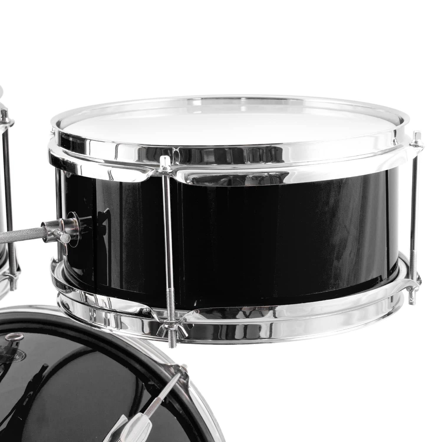 batteria per bambini 3 pezzi nera | Set batteria junior con trono e bacchette inclusi, ideale per bambini e primi approcci alla musica e al ritmo