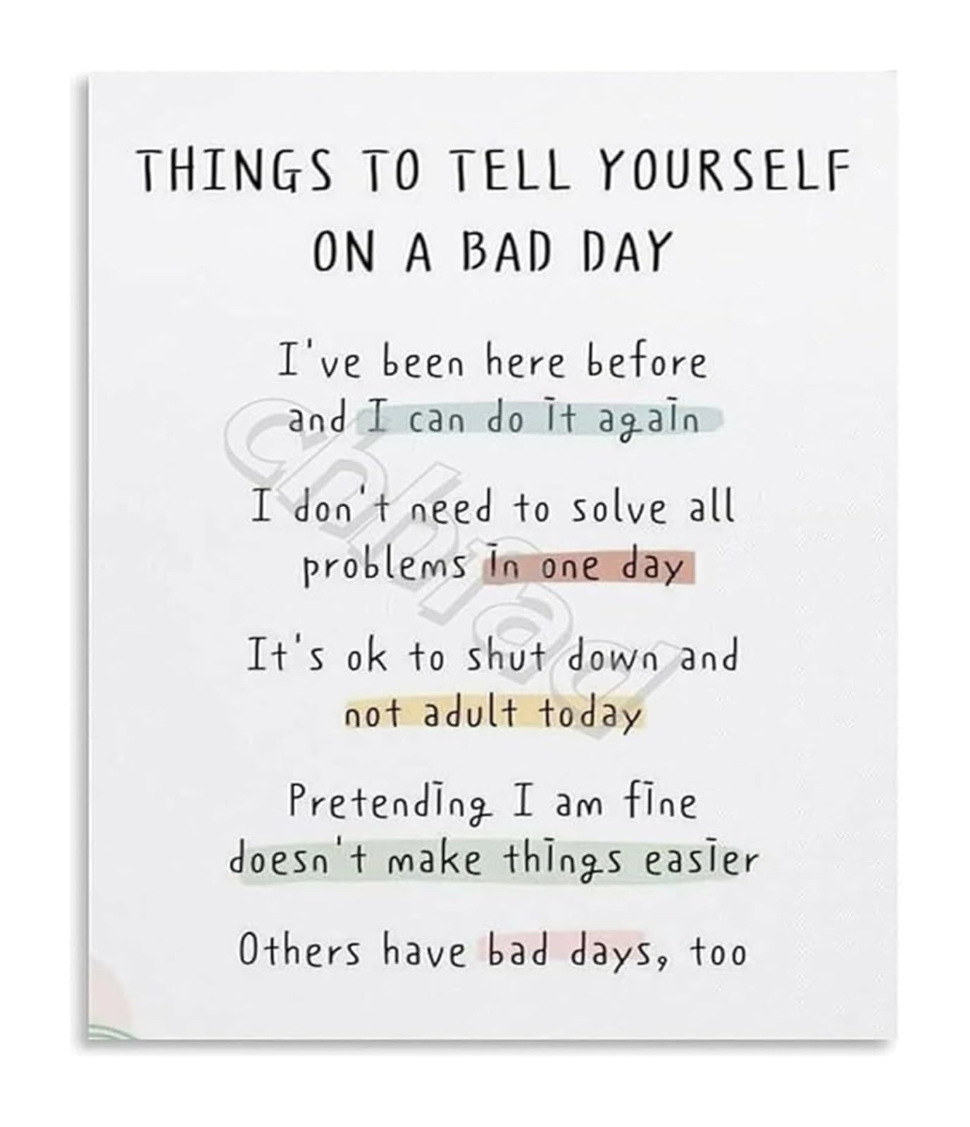 NWPNLXEA Affirmations Poster Uplifting Quotes Inspirational Wall-Art for Home Decor Bedroom Office and Living Room 8 X 12 in