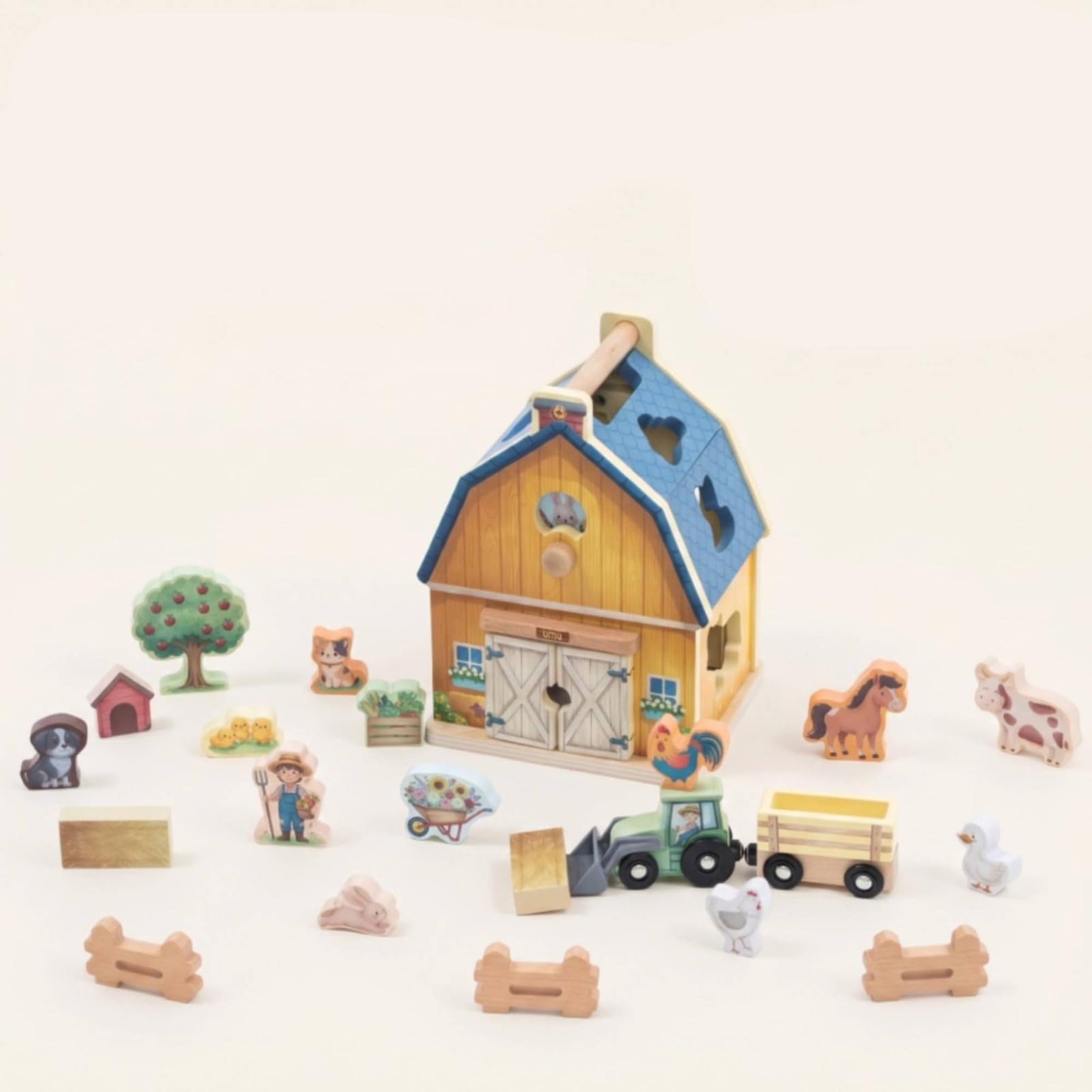 Juego de Emparejamiento Infantil Casa de Clasificación de Formas Bloques Madera Animales Granja con Adecuado para Reconocimiento de Formas Coordinación Rincón Educativo Actividades