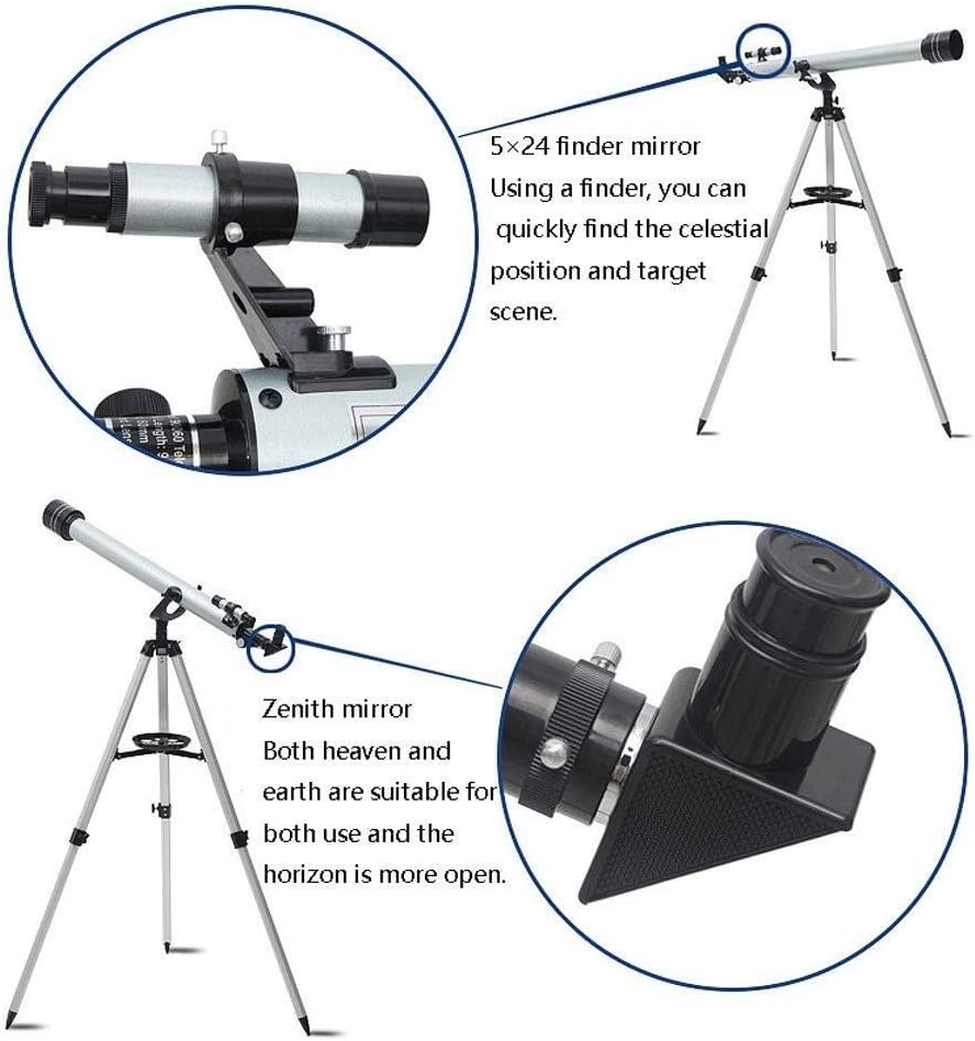 Telescopes 525 Times Single Tube Astronomical Telescope 60700 Refractor Telescope for Professional Stargazing and Astronomy Beginners with Aluminum Alloy Tripod