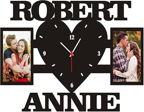 Marco de fotos para parejas, reloj de pared personalizado con nombre de foto, sala de estar, dormitorio, collage para colgar en la pared, foto
