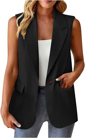 Black Sleeveless Tailored Longline Vest Blazer Women S Smart Casual Layering Waistcoat