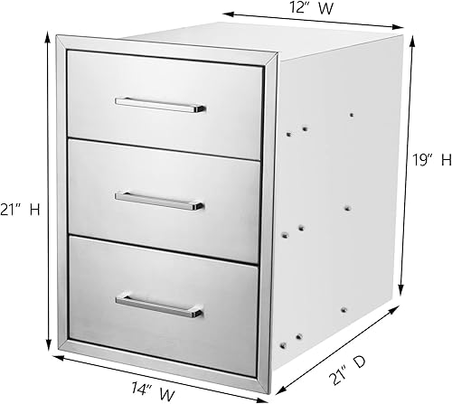 Miniatura 10 de Cajón de basura extraíble individual de 14 pulgadas de acero inoxidable para cocina al aire libre, cajón de basura para una papelera comercial de 10