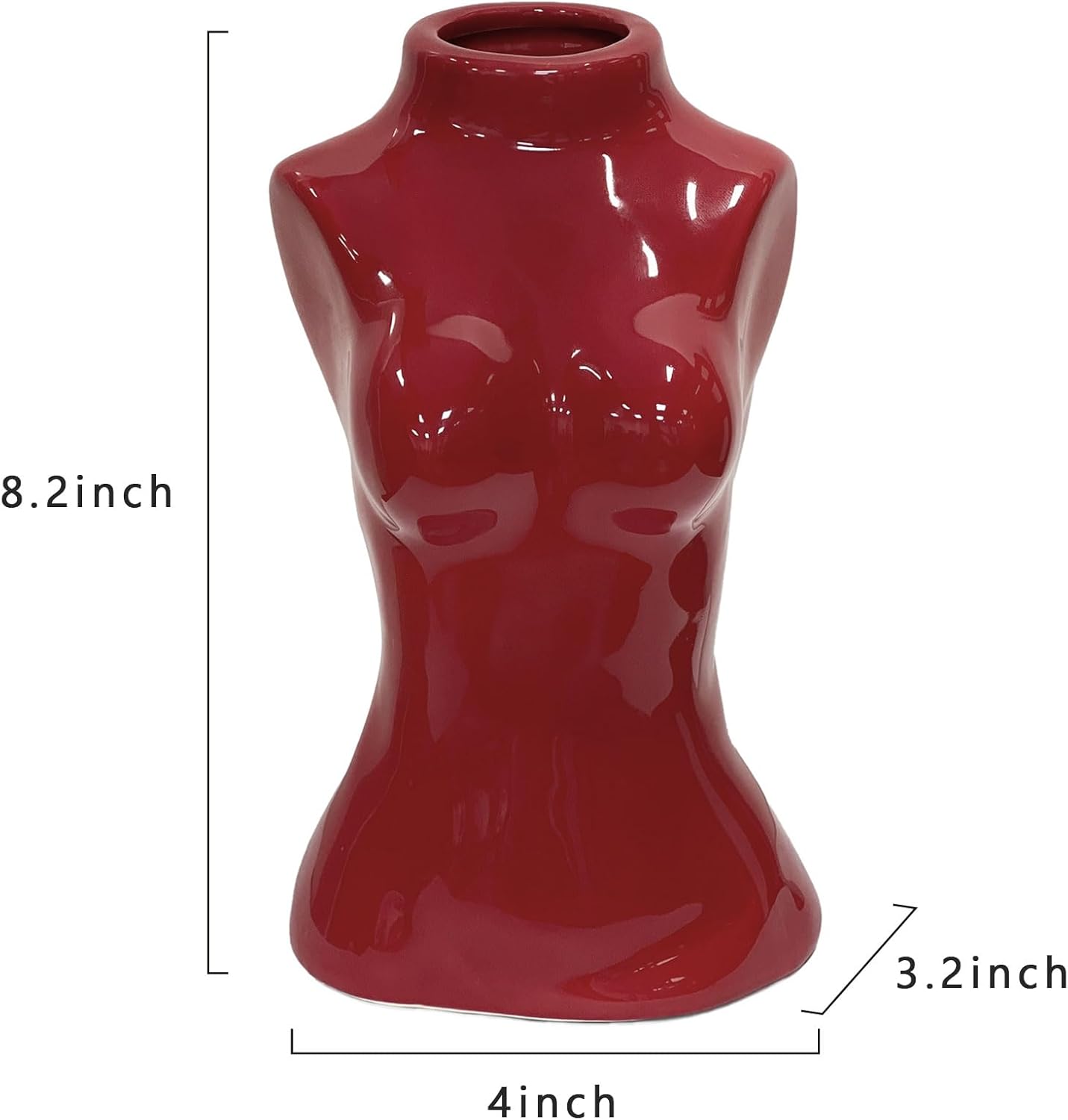 hjn Female Body Vase- Flower Vase fo Decor,Ceramic Vase for Flowers, Red Decor Vases Woman Shape Vase for Living Room/Home Decor Accents/Bookshelf/Mantel-Red Female Vase- Red image 4 of 6 B0CF5916FS