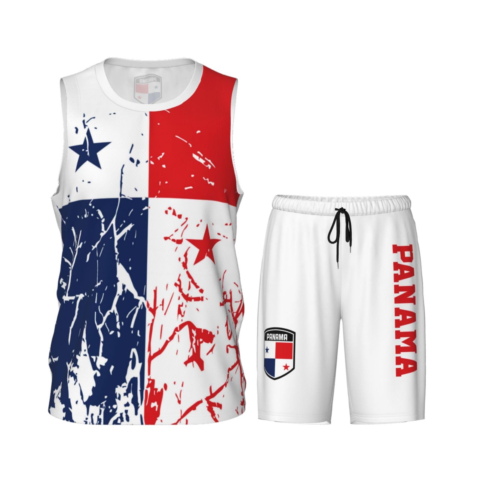 Panama Flag Grain (3) Basketball Jersey Uniform Suit for Men Adults Training Athletic Set