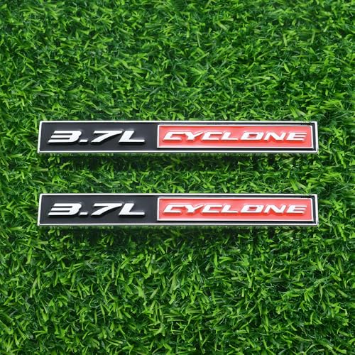 Image of 2Pack 3.7L Cyclone Emblems 3D Badge Nameplate Letter Sticker Decal Fit for 2011-2020 Mustang V6 3.7L Cyclone (Red)