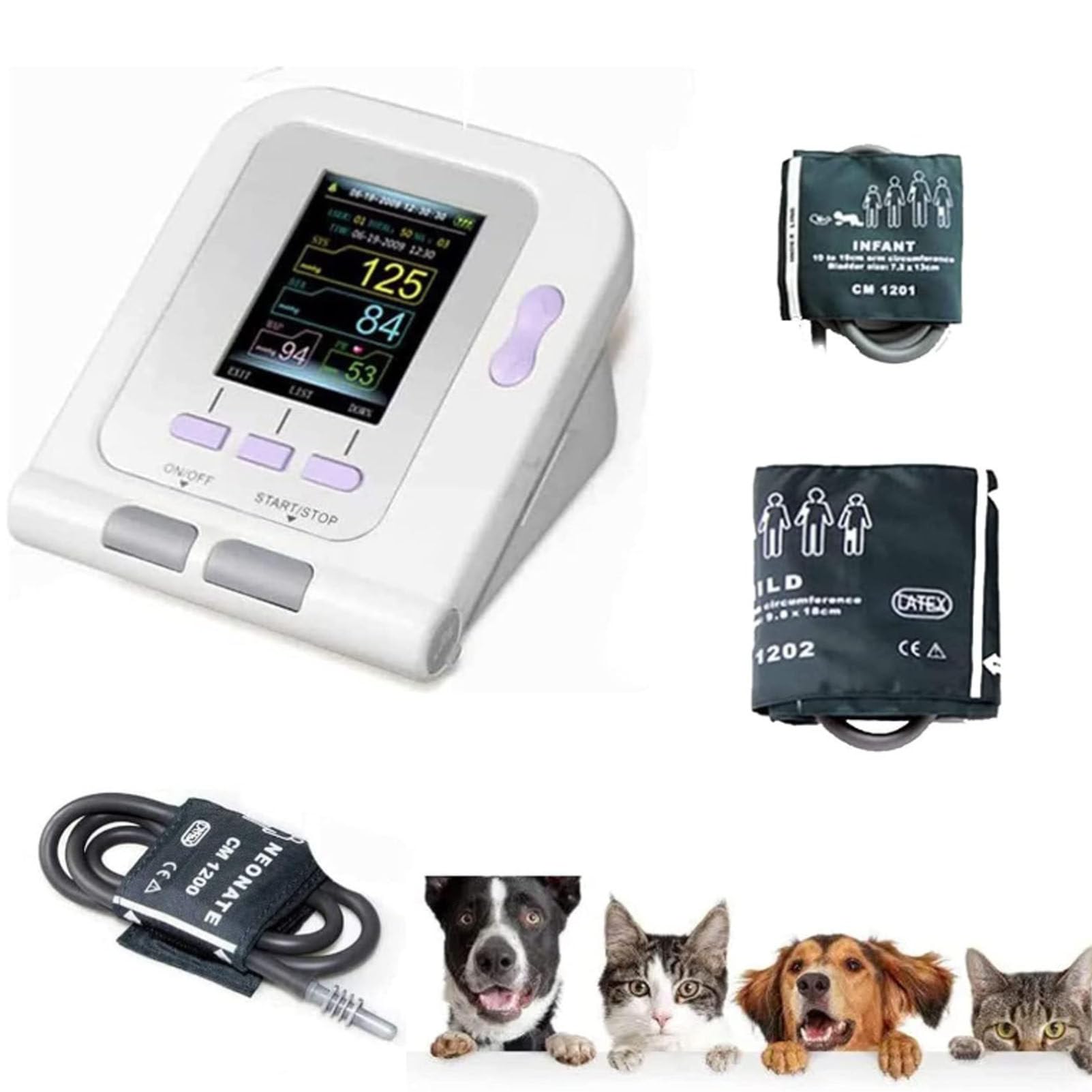 Equipo veterinario de escritorio, tensiómetro digital veterinario con brazalete, cuidado de perros, gatos y mascotas, esfigmomanómetro electrónico con 3 modos y 3 brazaletes