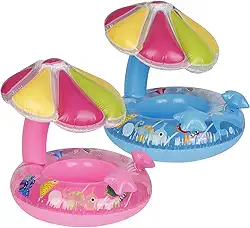 Boia Bebe com Cobertura Cogumelo Coqueiro Assento Fralda Infantil Piscina Diversão e Segurança Linha Premium M5 Armarinhos