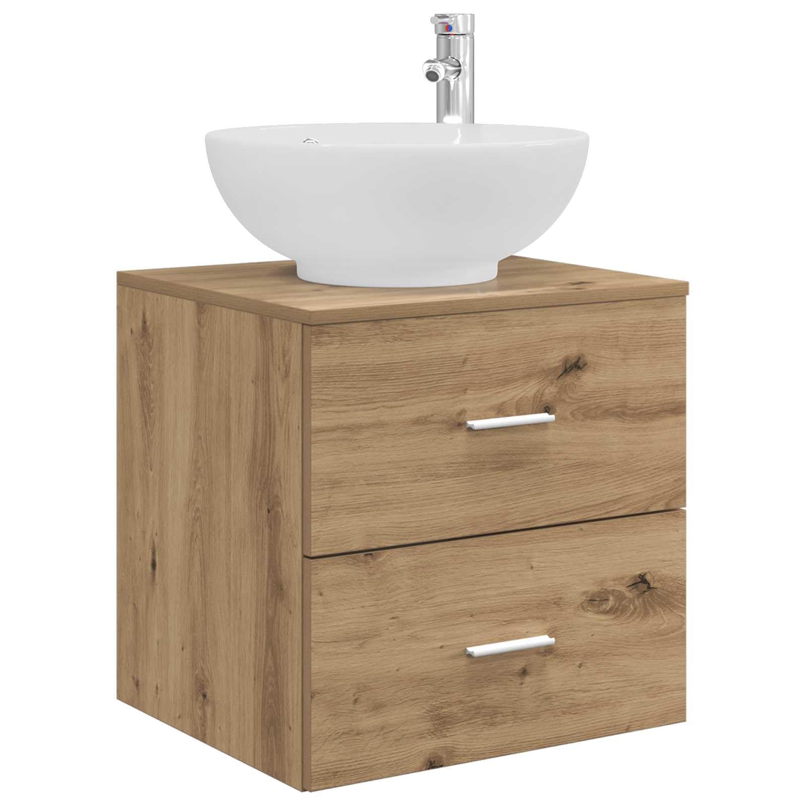 Vidaxl Artisanoak Wall-Mounted Sink Vanity Artisan Oak 49.5 X 44.5 X 66.5 Cm, Modern Bathroom Storage, Engineered Wood Vanity, Space Optimizing Sink Solution, Chic Wall-Mounted Fixture For Organization
