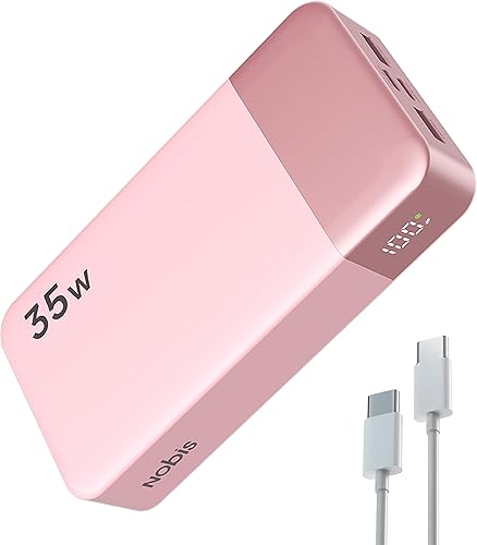 NOBIS Cargador portátil, banco de energía de 20000 mAh, banco de energía de 35 W, carga rápida, paquete de batería con cable C a C, banco de batería