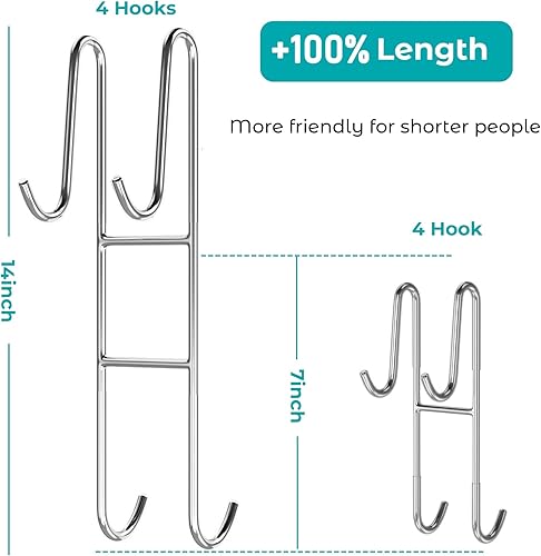 Miniatura 10 de Cerbonny Ganchos para puerta de ducha (10 pulgadas), paquete de 2 ganchos extendidos para toallas de baño, ganchos para puerta de vidrio sin marco,