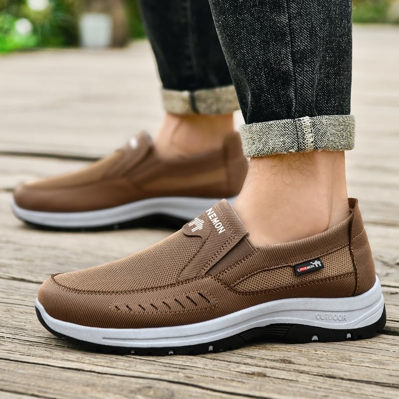 Men's Slip-on Mesh Walking Shoes, Breathable Comfortable Casual Outdoor Hiking Sneakers3