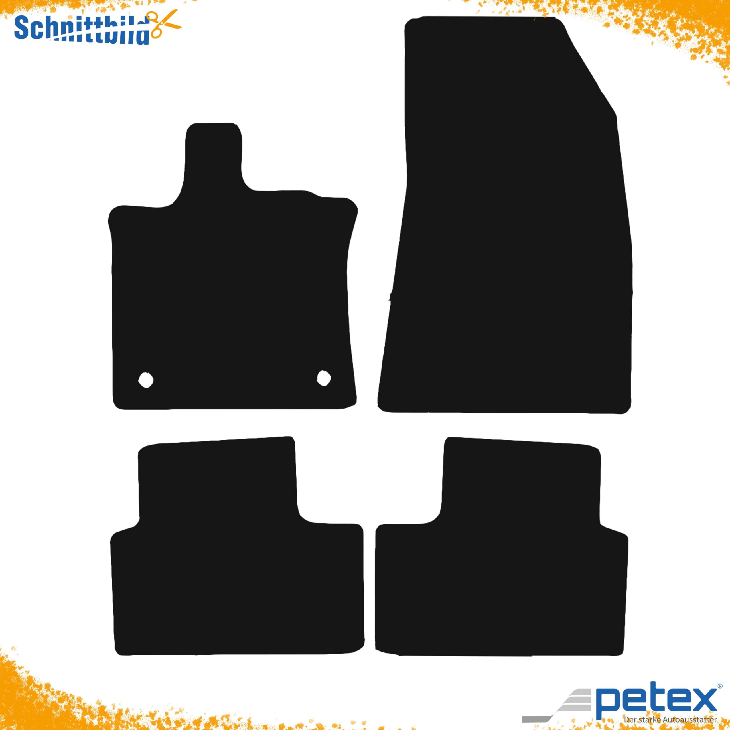 PETEX Dywaniki samochodowe dopasowane do Renault Captur II od 12/2019 / Symbioz E-Tech Full Hybrid od 05/2024, zestaw dywaników samochodowych z weluru - Pluto, 4-częściowy, czarny