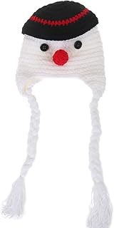 يبسير قبعة صغيرة محبوكة للاطفال الرضع كروشيه للكريسماس غزال مع فيونكة رجل الثلج 1 لعمر 1-5 سنوات مقاس واحد متعدد