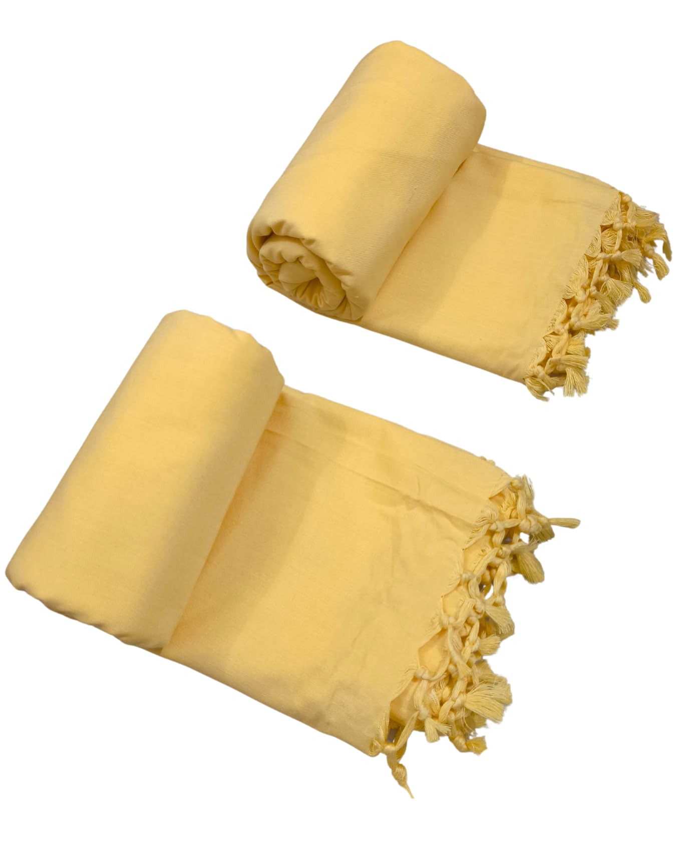Arvore Bunkaar 100% Pure Handloom Soft Beautiful Bhagalpuri Summer Blanket/Khes/Dohar/Top Sheet Set/Chadar in and Size- 245cm X 130cm - Combo Pack of 2 (Yellow Plain)-picture-12