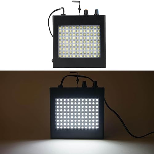 Efavormart - Luz estroboscópica blanca súper brillante de 25 W y 108 LED con modo dual flash y control de velocidad