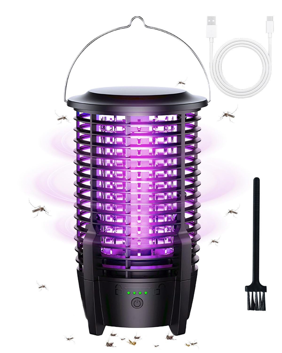 Trappola elettrica ricaricabile per insetti, 4000 V, batteria da 3800 mAh, IPX5, trappola per insetti per interni ed esterni, ideale per casa, patio, giardino e campeggio