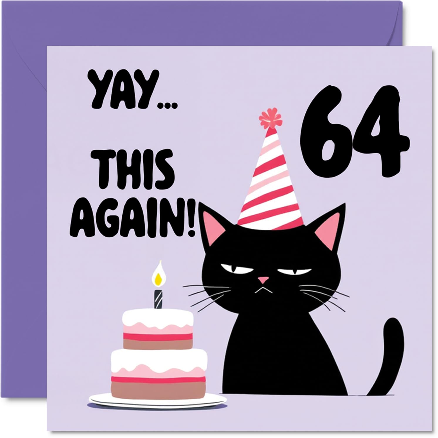 64th Birthday Cards for Women Men - Yay This Again! - Happy Birthday Card for 64 Year Old Woman Man Cousin Nanny Grandma Uncle, 145mm Bday Greeting Cards