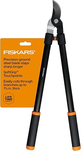 Fiskars 28″ Steel Blade Garden Bypass Lopper and Tree Trimmer – Sharp Precision-Ground Steel Blade for Cutting up to 1.5″ Diameter