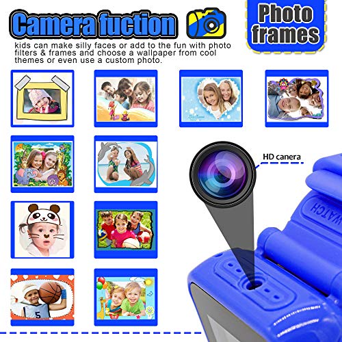 Pussan Kids Smart Watch for Boys Kids Toddler Watch Toys for 3-10 Year Old Boys Kids Smartwatch Multi-Function Game Watch with Camera USB Charging Best Toy Christmas Birthday Gifts for Kids Dark Blue - Thumbnail 2