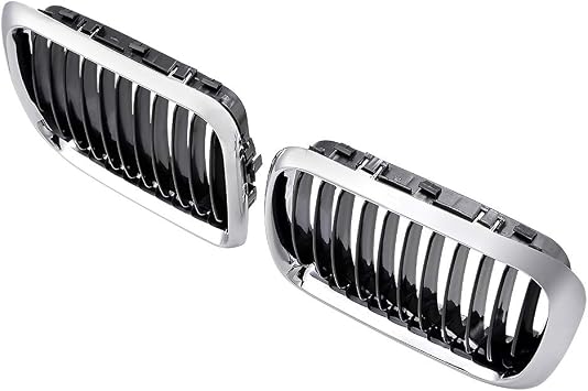 amopacorp 1 Pair Front Hood Kidney Grill Grille Compatible with 3 Series E36 1997-1999 328i 323is 318i Black Silver