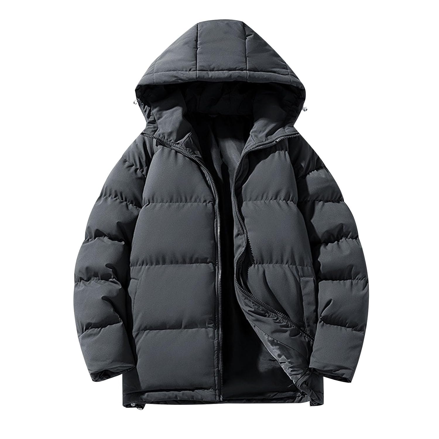 Winter Coats for Men Heavyweight Long Sleeve Hooded Jacket Full Zip Puffer Down Hoodies Winter Warm Thicken Outwear