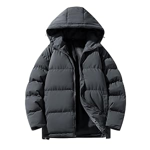 Winter Coats for Men Heavyweight Long Sleeve Hooded Jacket Full Zip Puffer Down Hoodies Winter Warm Thicken Outwear