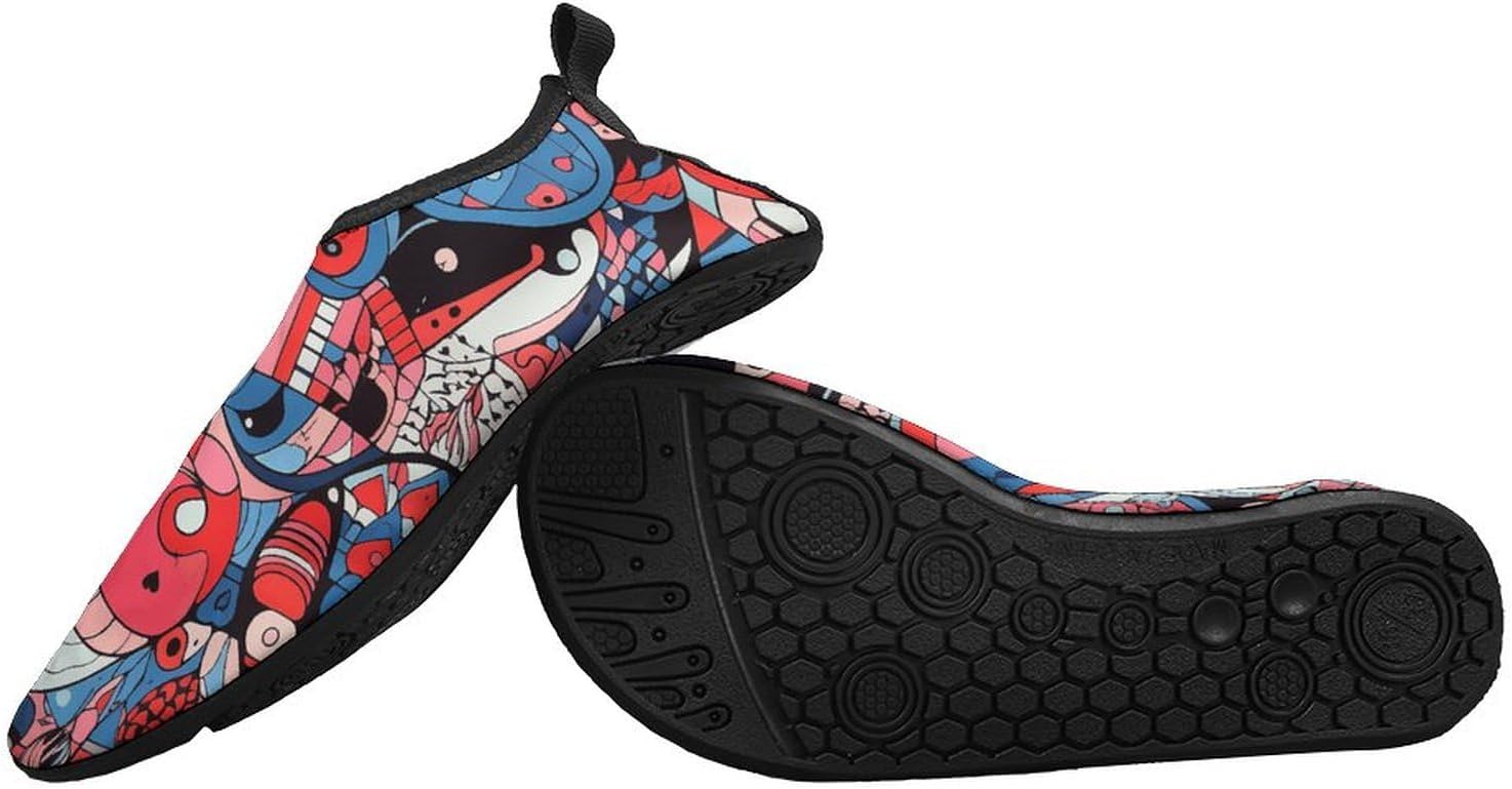 Water Shoes for Women Men Swim Beach Shoes Quick Dry Barefoot Aqua Shoes Complex Images Sport Shoes Hiking Shoes 7/8women,5/6men
