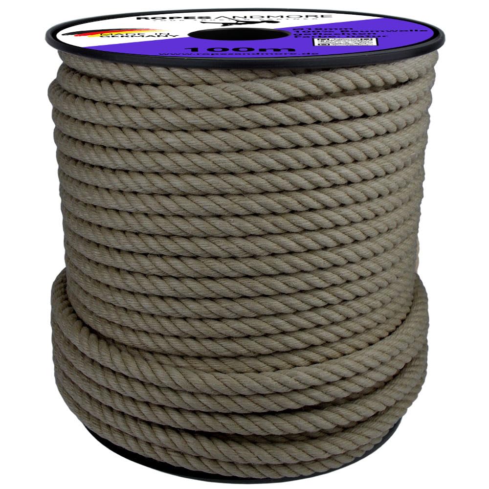Corde torsadée en chanvre synthétique - 18 mm - 100 - 100 - Corde en chanvre synthétique - Pour l'extérieur, projets d'escalade - 25 m - Sans bobine