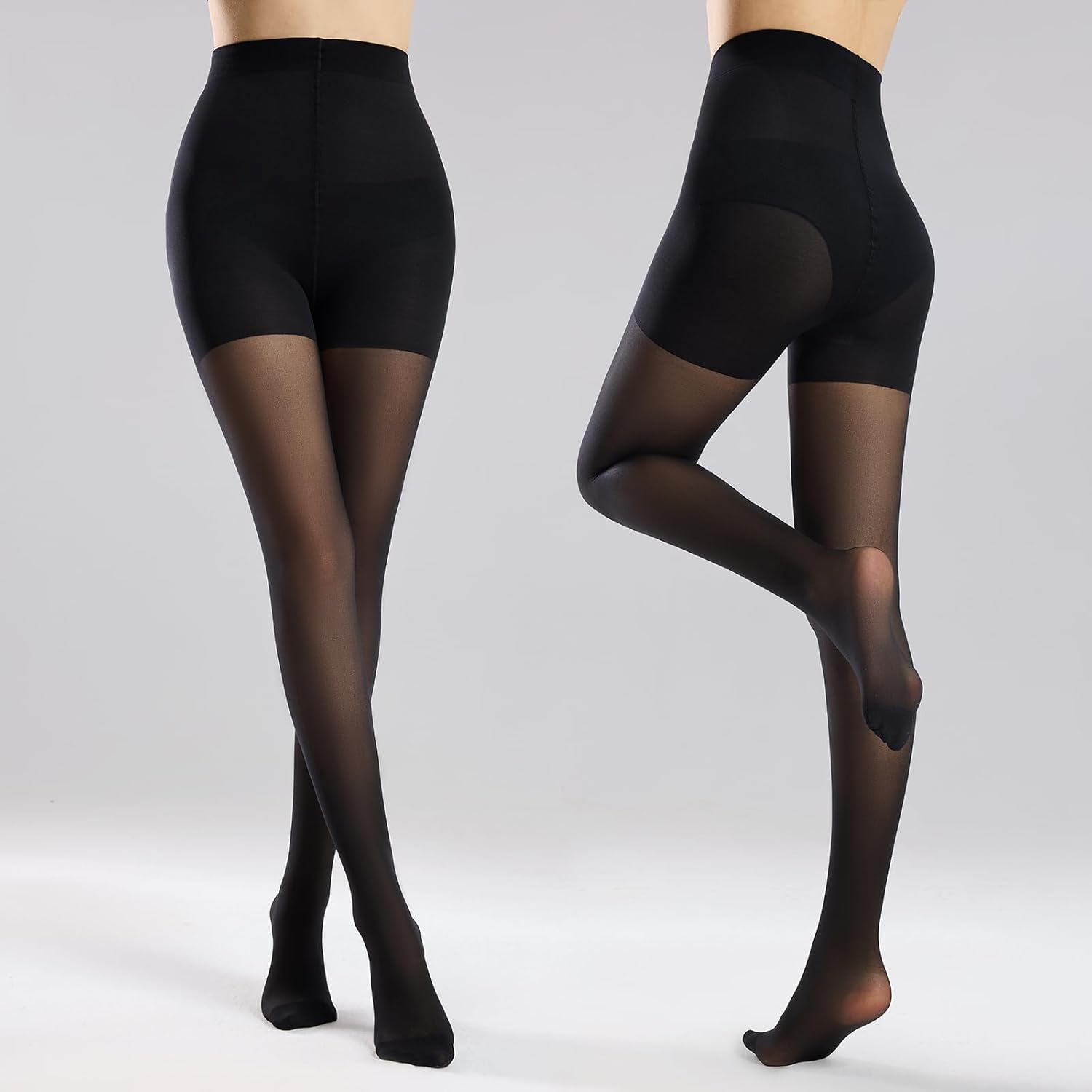 Yilanmy Women's Control Top Pantyhose Sheer Tights 30D High Waist Tummy Control Pantyhose 2 Pairs - Image 4