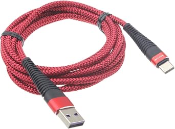 10ft USB Cable Type-C Compatible with Coolpad Legacy, Brisa, S Models Charger Cord Power Wire USB-C Long Red Braided Fast Charge Sync High Speed