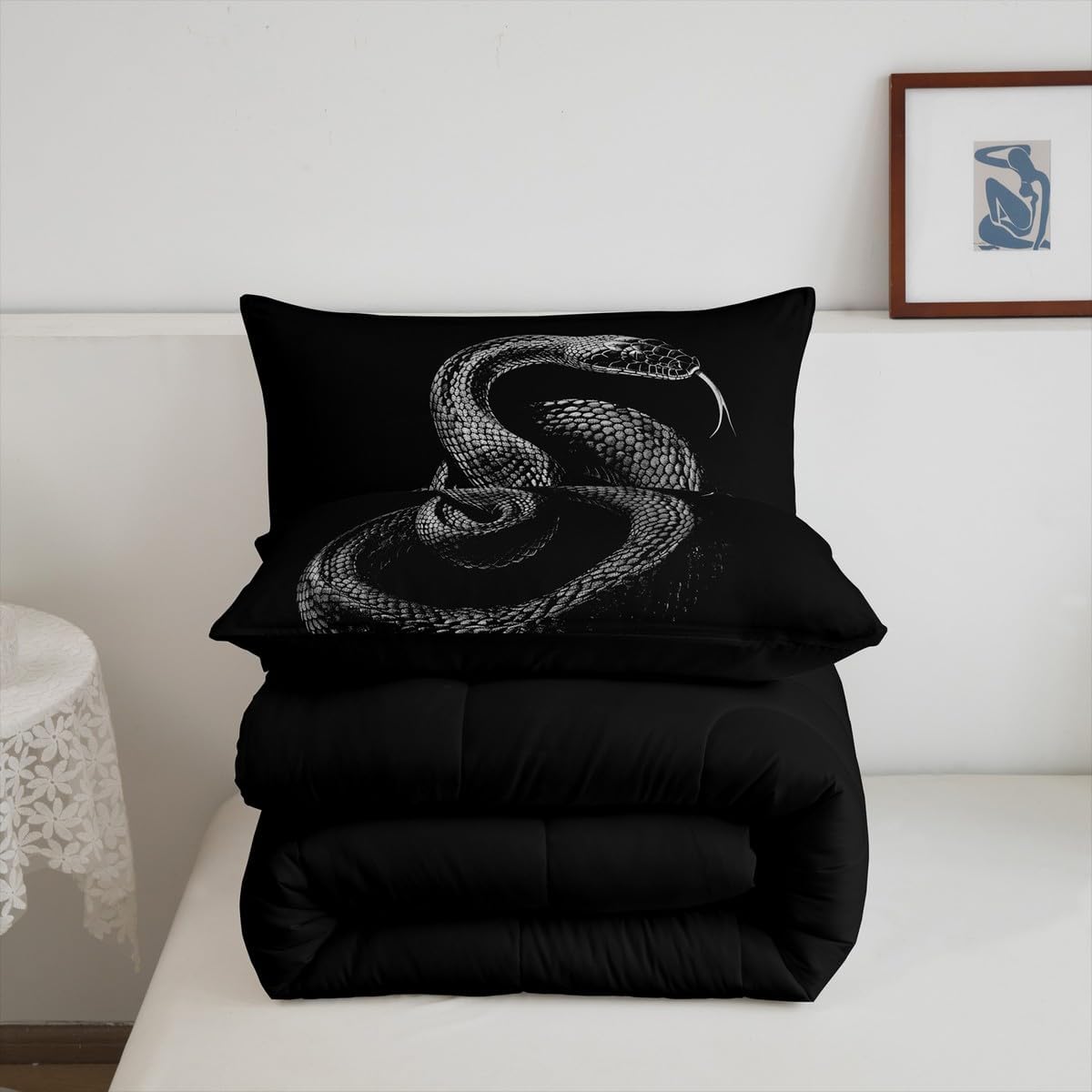 Feelyou Snake Comforter Set Queen Size for Kids Boys Girls 3D Wild Animal Print Comforter Wildlife Style Decor Bedding Set Room Decorations Duvet Quilt 3Pcs