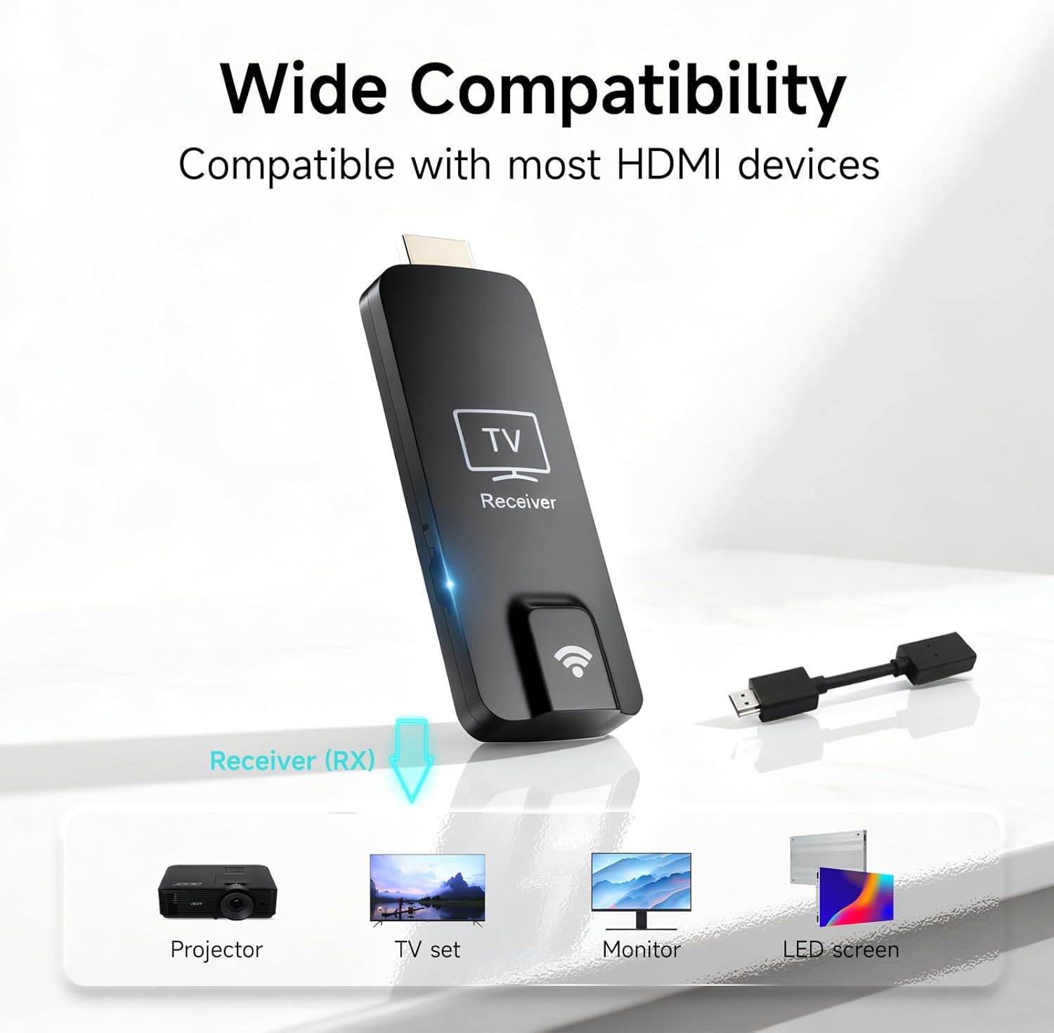 Wireless HDMI Display Dongle Adapter, 1080P 5.8G/2.4G Wifi,Casting Audio/Video Receiver Device,for iphone,smart phone,tablet,pc,laptop to Monitor,Projector,TV,Airplay/Miracast Adapter Dongle