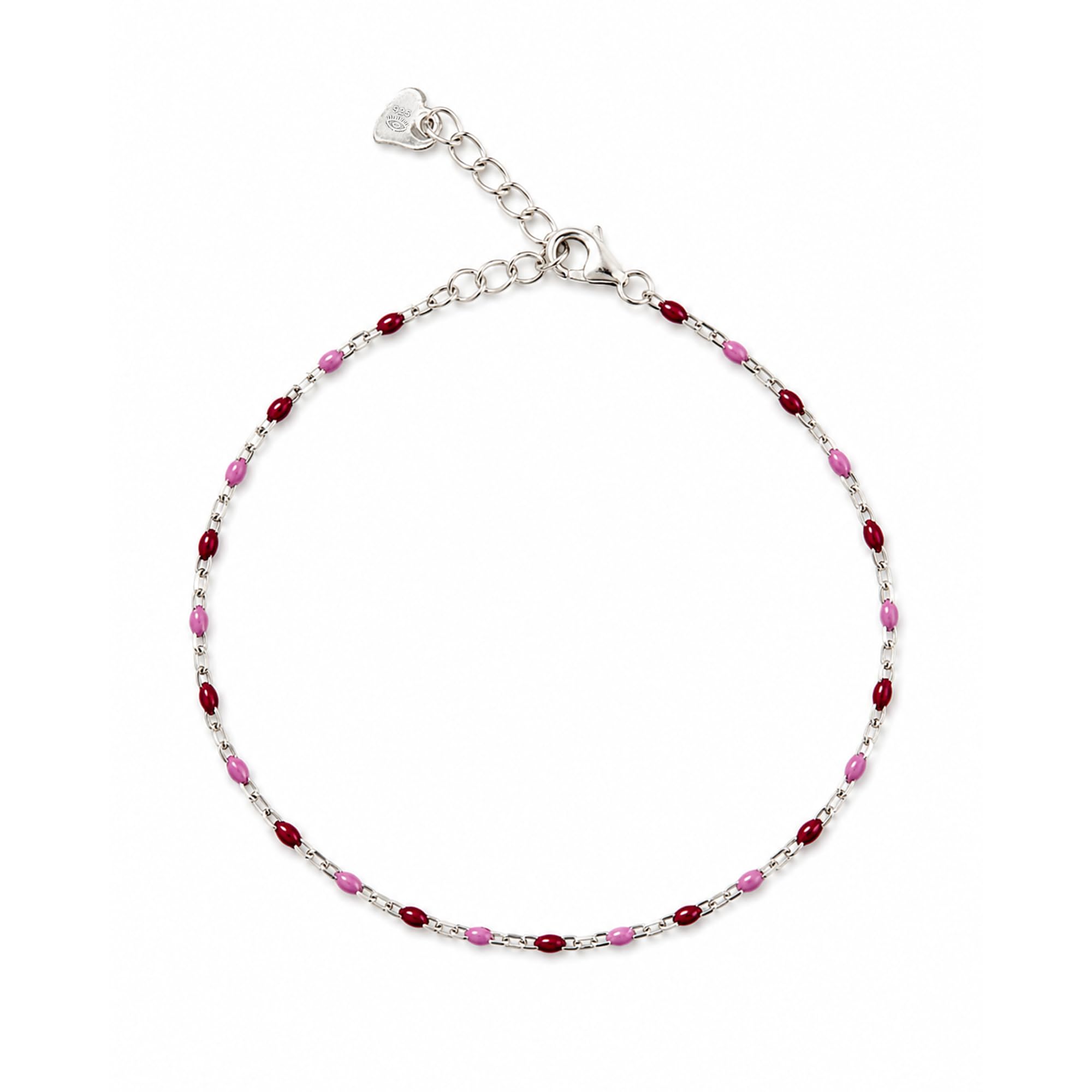 925 Sterling Silver Beaded Anklet for Women & Girls | Pink & Red Minimal Chain Anklet | Adjustable Lightweight Foot Jewelry | Daily Wear, Gift for Women-image-18
