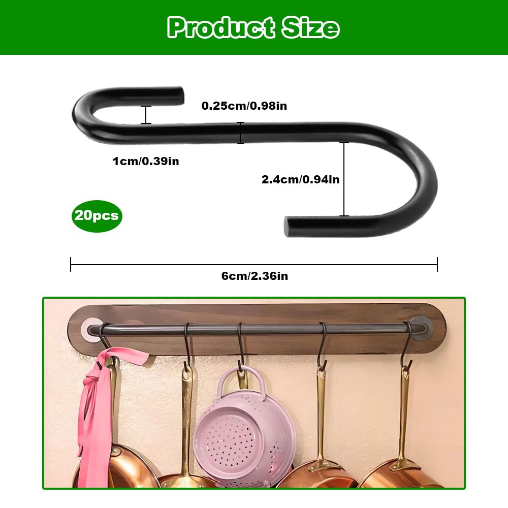 S Hooks, 20 Pcs Stainless Steel Meat Hooks - Image 2
