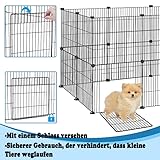 LILIIN 12PCS Freilaufgehege, Freigehege für Kaninchen, Meerschweinchen Käfig, Kleintiergehege mit Tür, Gehege für Kleintiere, Hasen, Frettchen, Igel 142 x 72 x 36 cm,Schwarz