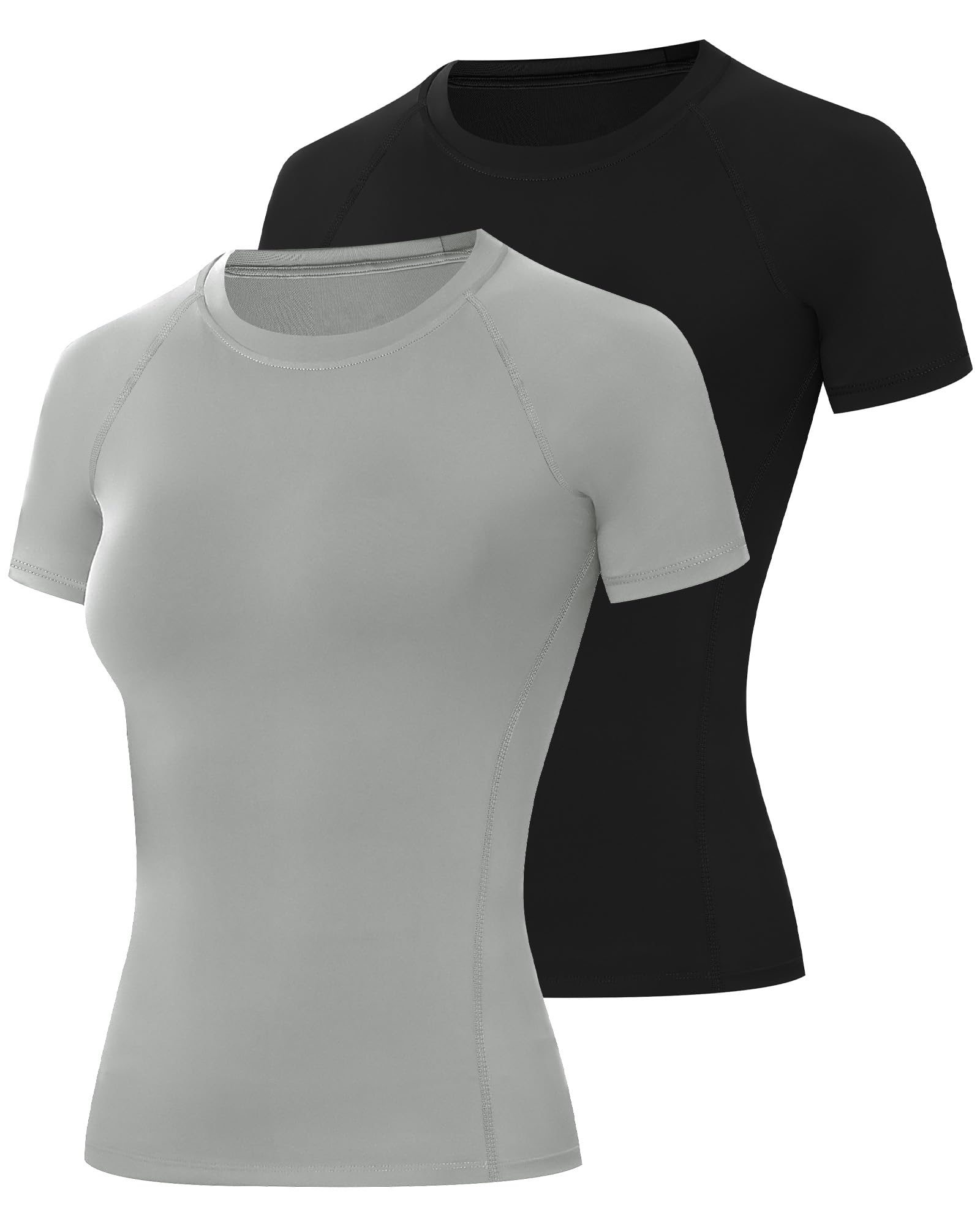 ELIRAVO Kompressionsshirt Damen Kurzarm, Sportshirt mit Raglanärmeln, Atmungsaktives Funktionsshirt Schnell trocknend, Sport T-Shirt für Fitness Gym Laufen Yoga