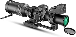 1-6x24 FFP LPVO Rifle Scope Set, R1/First Focal Plane LPVO Riflescope with Red Dot Sight & Mount, 6063 Aluminum Airsoft Optical Scope with 5 Red & Green Brightness Levels, Tactical Scope