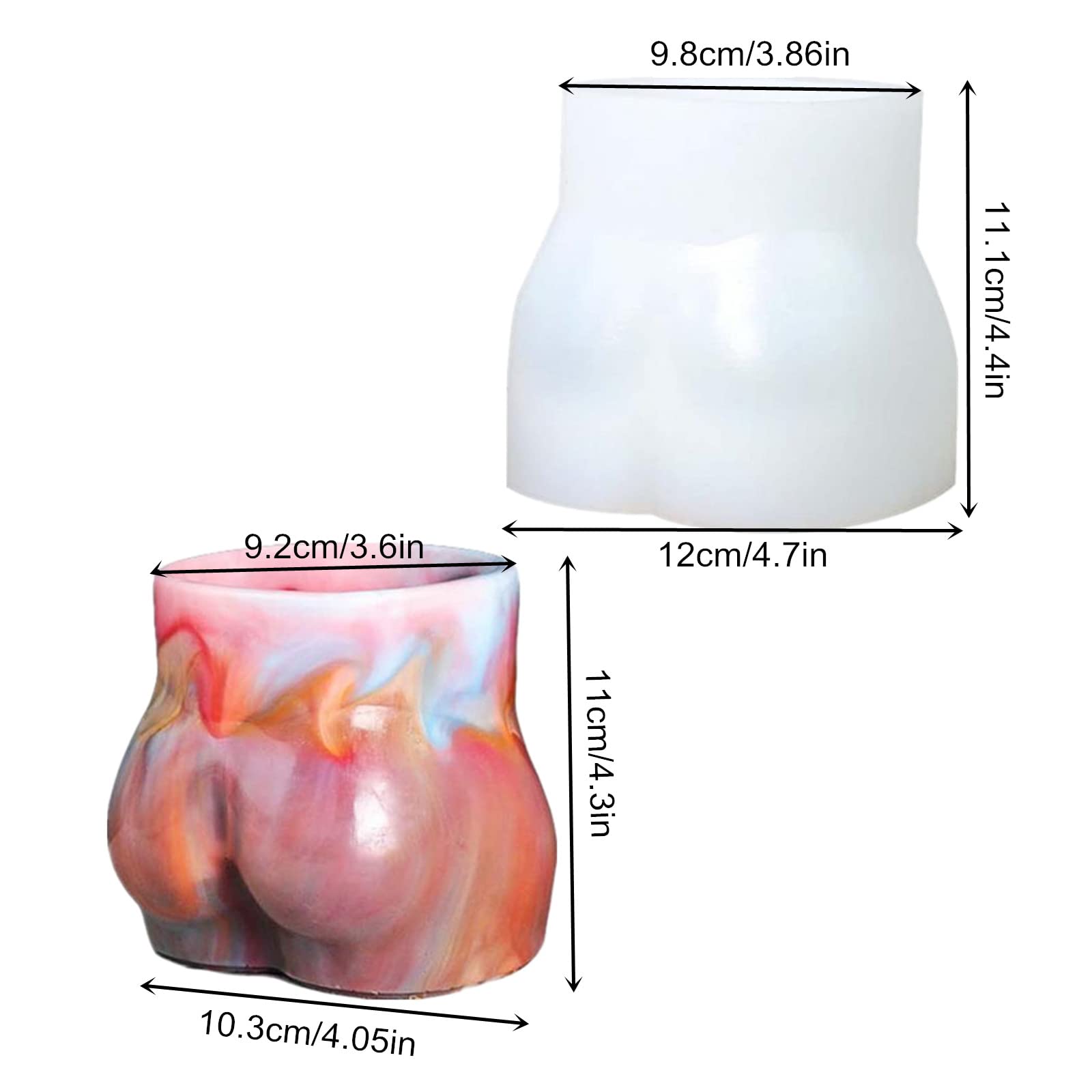 3D Body Concrete Flower Pot Vase Molds Succulent Planter Silicone Molds Pen Brush Holder Mold Storage Box Mold Epoxy Resin Cement Clay Mould