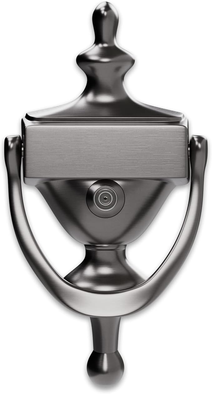 Hardware Essentials Satin Nickel Door Knocker with Viewer 7in, Knockers