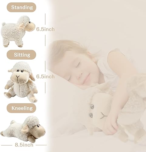 Miniatura 4 de 3 piezas de animales de oveja de peluche, de 6.5 a 8.8 pulgadas, lindo peluche de cordero como regalo para tus hijos (sentados, de pie, acostados)