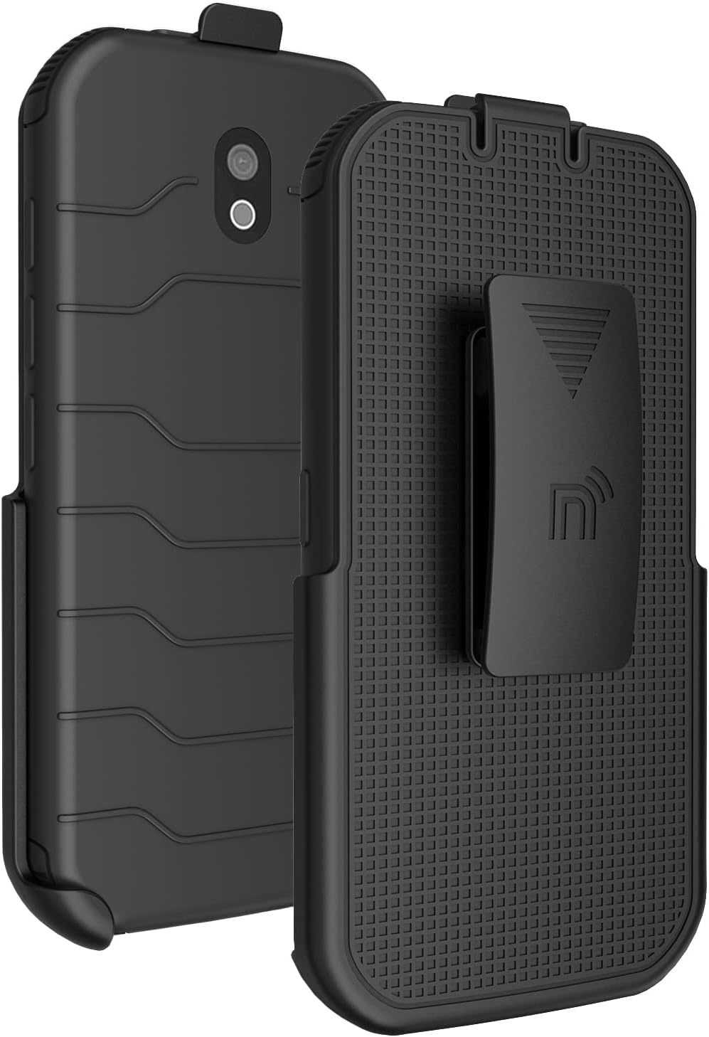 Holster for CAT S42, Black [Rotating/Ratchet] Belt Clip Holder Case [with Kickstand] for Caterpillar CAT S42 Phone (and S42 H+)